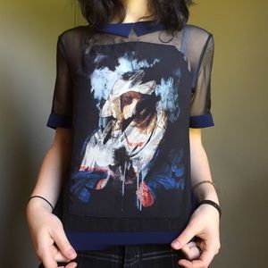 Zara Mesh Printed Art Blouse